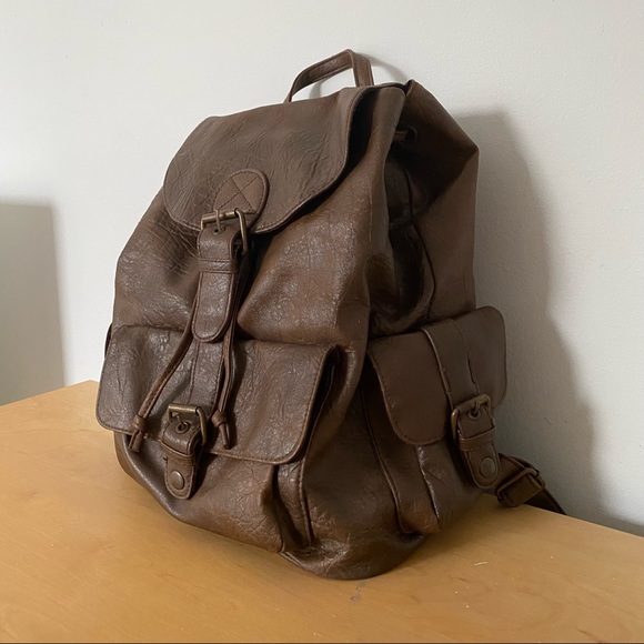 Brown Buckle Knapsack Backpack - Picture 2 of 5